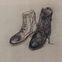 Fusains, Pastels, 42x60, chaussures, 2020